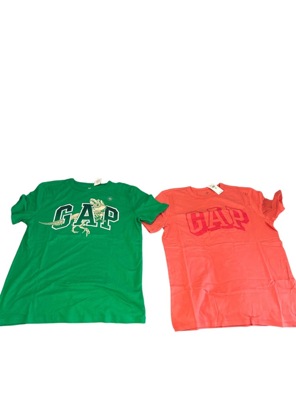 GAP Kids Short Sleeve Logo Tee Set of 2- Green & Orange/Red